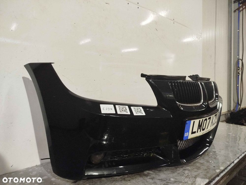 ^ ZDERZAK PRZÓD PRZEDNI BMW E90 E91 M PAKIET ///M SCHWARZ 2 CZARNY HALOGENY - 3