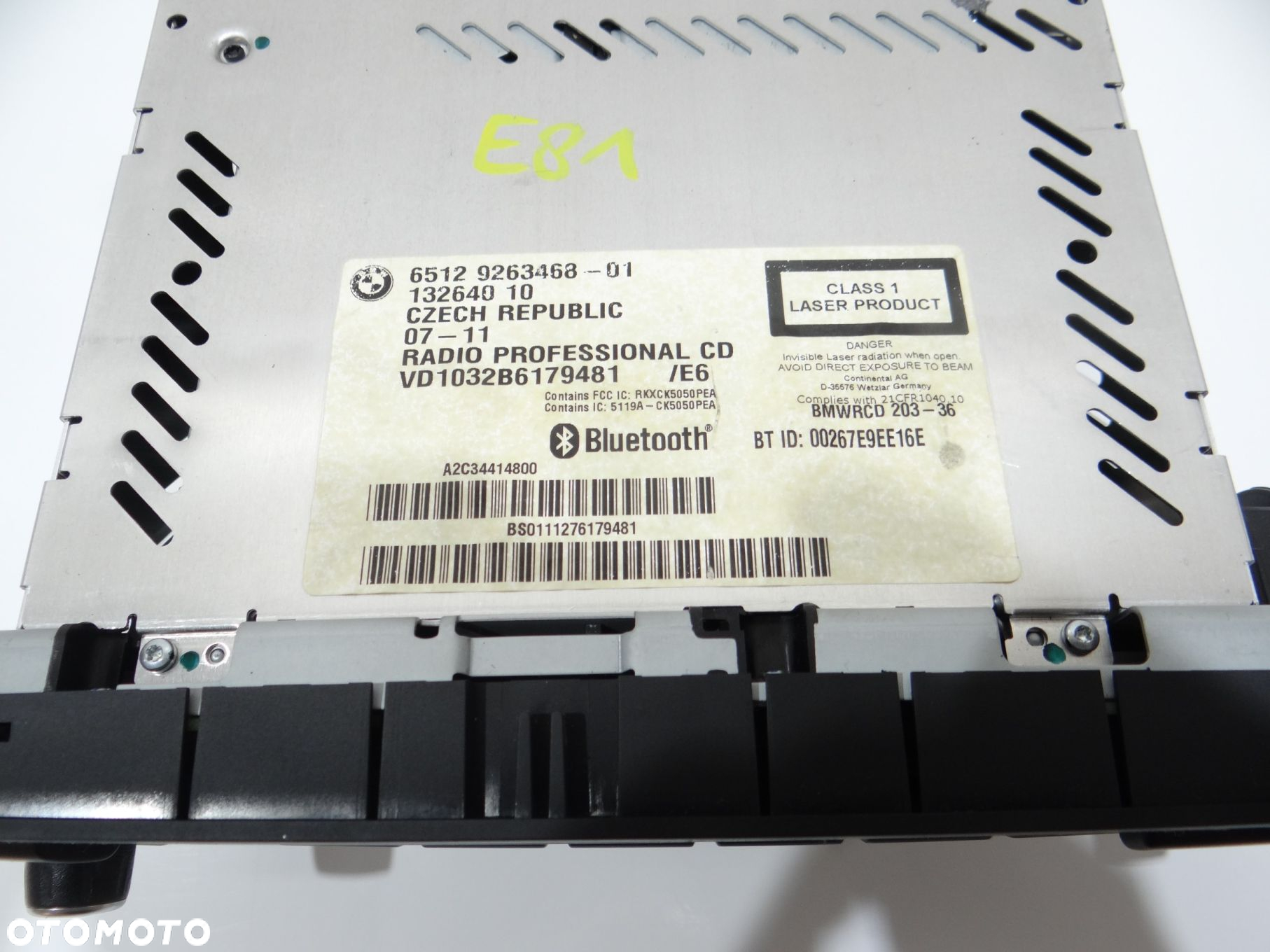 RADIO CD PROFESSIONAL BMW X1 E81 9263468 - 2