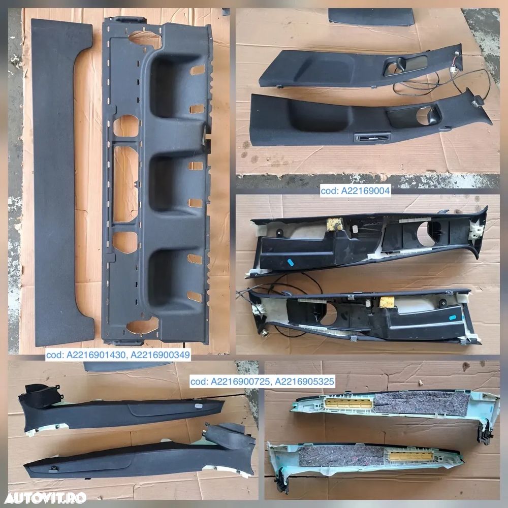 Panou perdeluta luneta grila difuzoare ornamente stalp torpedou ornamente ornament trim trimuri praguri parasolar covorase Mercedes s class w221 - 3