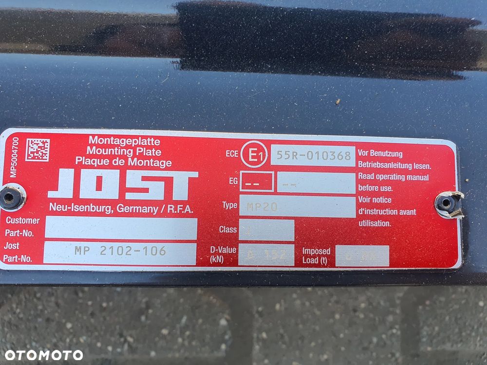 Płyta montażowa siodła blacha falista JOST MAN TGL TGM TGS TGX 2 cm MP2102-106 - 3