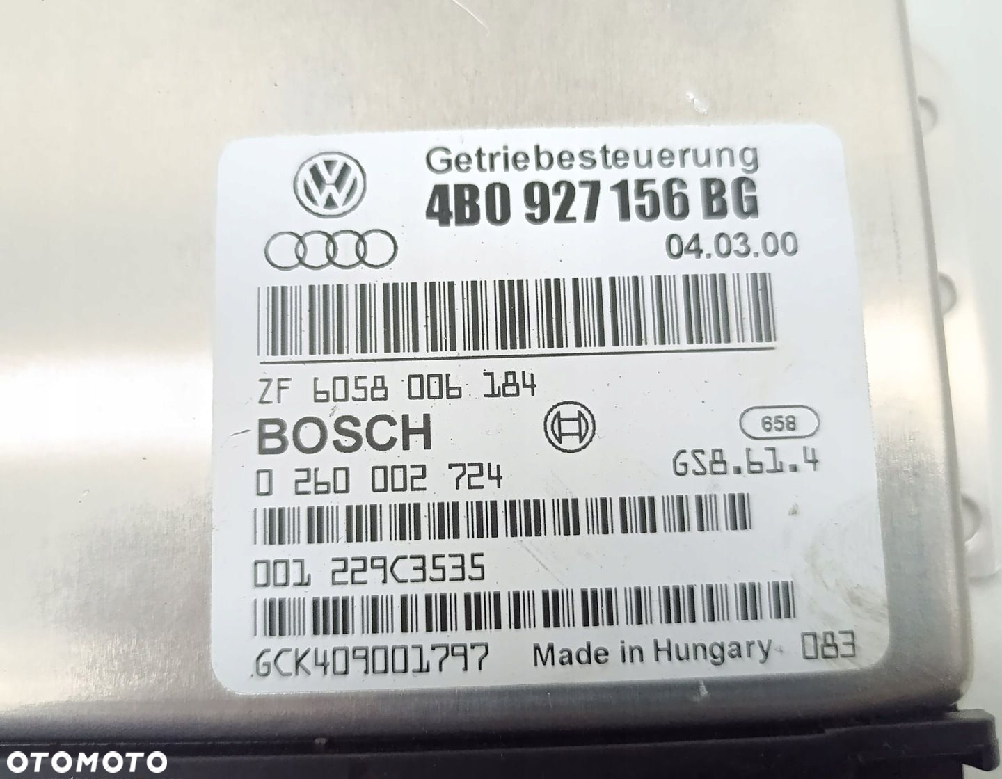 STEROWNIK SKRZYNI BIEGÓW AUDI A6 C5 4B0927156BG - 2