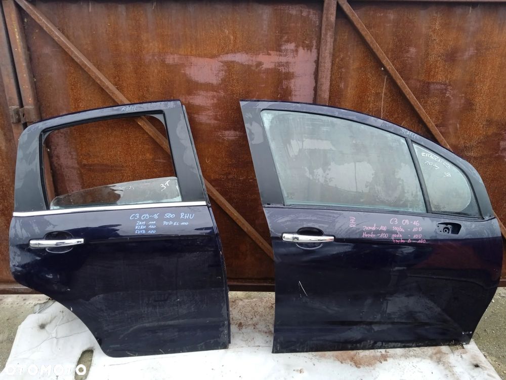 DRZWI PRAWE PRZEDNIE CITROEN C3 09-16 ZAMEK KLAMKA SZYBA PODNOŚNIK EL. KOD KOLORU RHU - 1