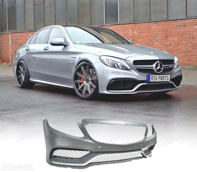 PARA-CHOQUES FRONTAL MERCEDES C W205 14-18 LOOK AMG C63 PRATEADO PDC - 1