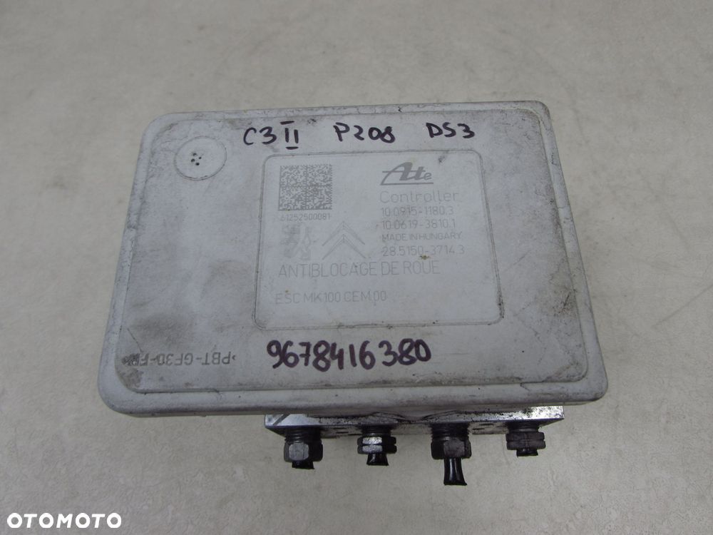 CITROEN C3 II DS3 09-16 POMPA HAMULCOWA STEROWNIK ABS 9678416380 10.0915-11803 - 5