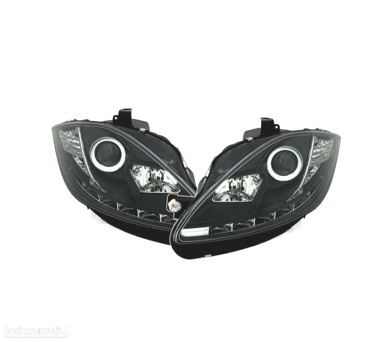 FARÓIS SEAT LEON ALTEA 09-12 TRU DRL LUZ DIURNA REAL FUNDO PRETO - 3
