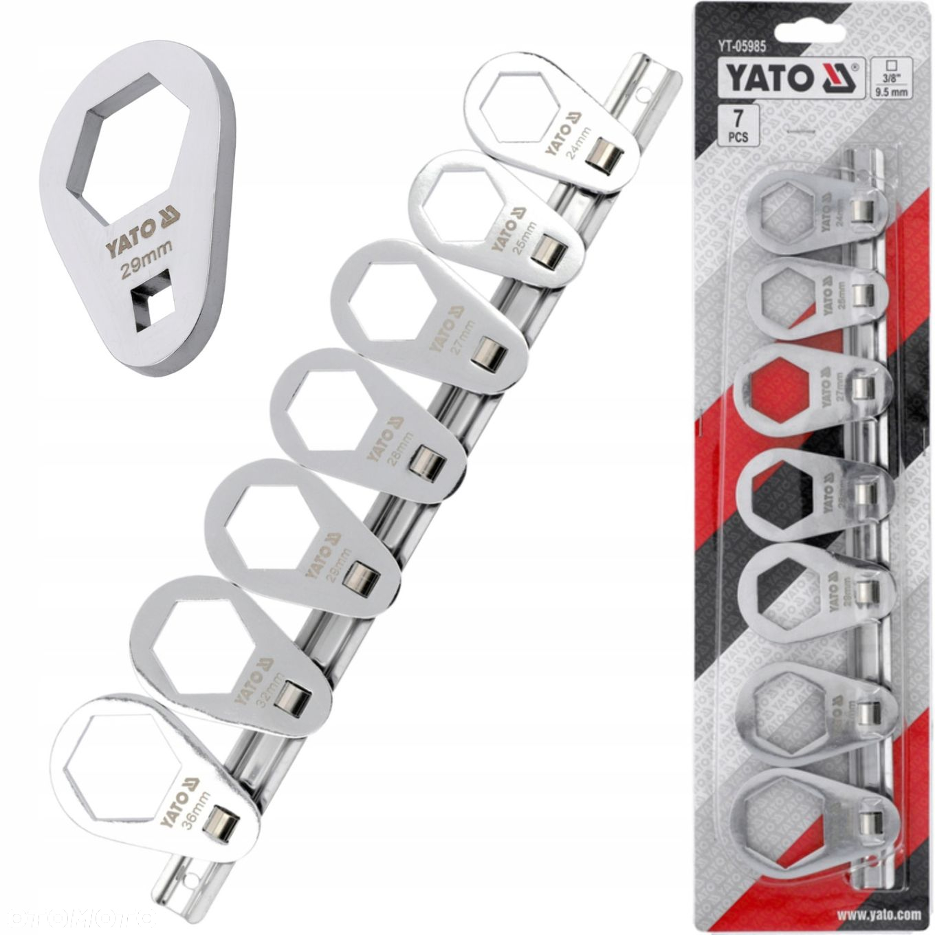 YATO ZESTAW KLUCZY OCZKOWYCH 3/8" 24-36mm DO FILTRÓW OLEJU 7el YT-05985 - 7