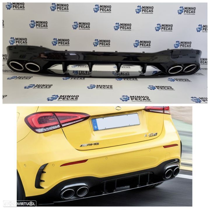 Difusor Traseiro Mercedes Class A (W177) Look A45 (Ponteiras Cromadas) - 1