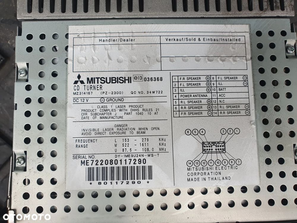 RADIO FABRYCZNE MITSUBISHI COLT Z30 VI 04- MZ314167 RADIOODTWARZACZ MP3 - 4