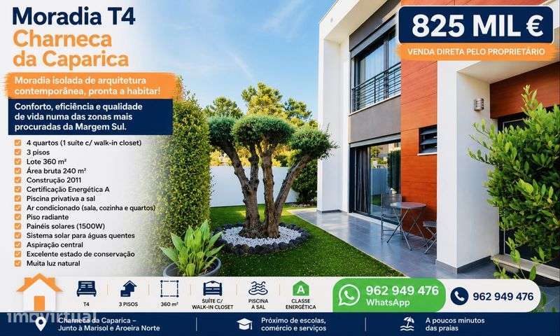 Moradia T4 isolada | Garagem | Cave | Piscina | Charneca da Caparica - View 2