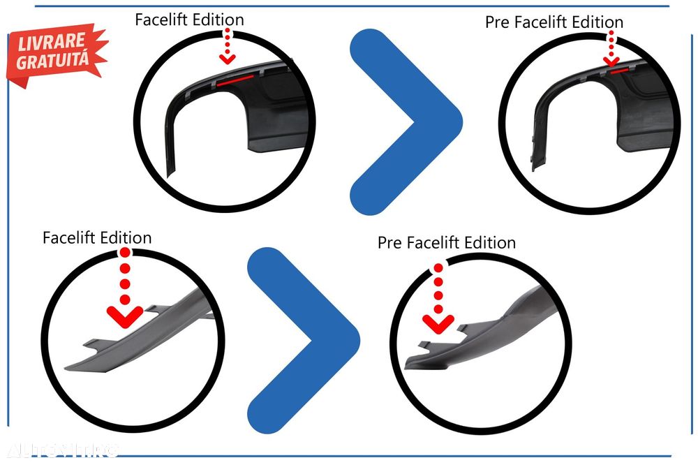 Difuzor Bara Spate Audi A4 B8 Facelift Sedan Avant (2012-2015) S-Line Design doar - livrare gratuita - 9