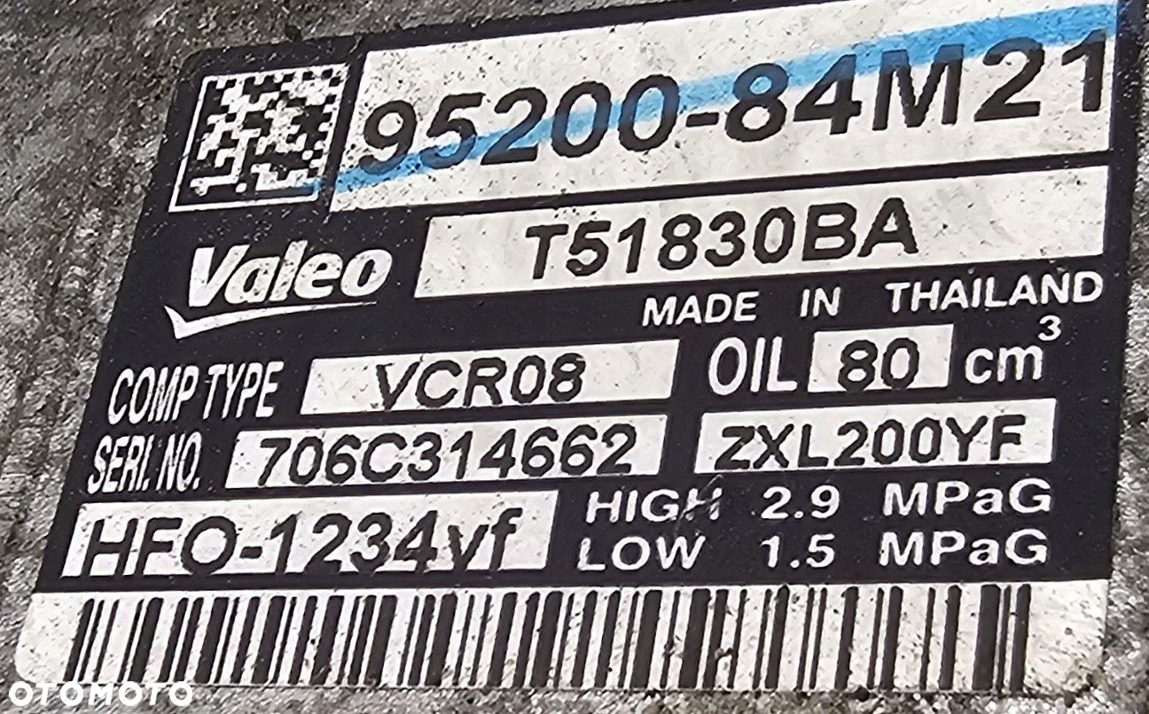ORYGINALNA SPRĘŻARKA KOMPRESOR KLIMATYZACJI SUZUKI CELERIO - 95200-84M21 - 2