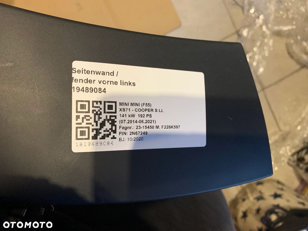 OSŁONA LISTWA NADKOLA PRZÓD LEWA PRAWA MINI F55 F56 F57 LCI 9450650 9450649 - 11