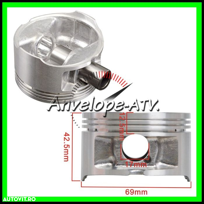 Piston atv LINHAI 260 250 69MM 4T cu Segmenti Sigurante Bolt - 4
