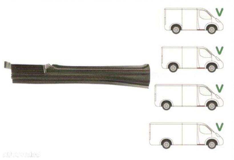 Prag Ford Transit (V184/5) 05.2000-04.2006 , Transit/Tourneo (V347/8) 05.2006-04.2013 Usa Fata Dreapta sub usa fata, prag din metal - 1
