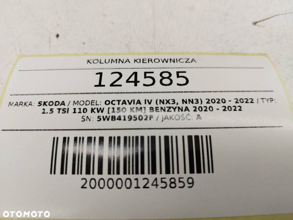 KOLUMNA KIEROWNICZA SKODA OCTAVIA IV EU 5WB419502F - 7