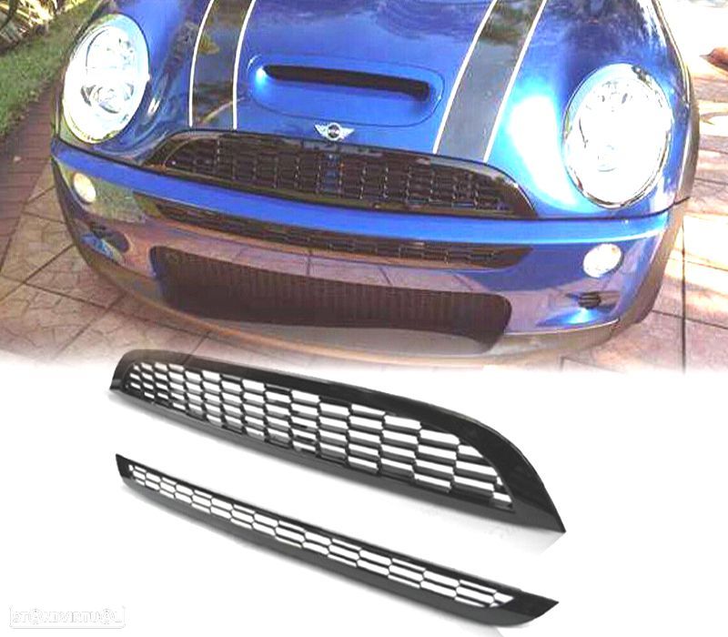 GRELHA FRONTAL MINI COOPER 01-06 LOOK COOPER S PRETO BRILHANTE - 3