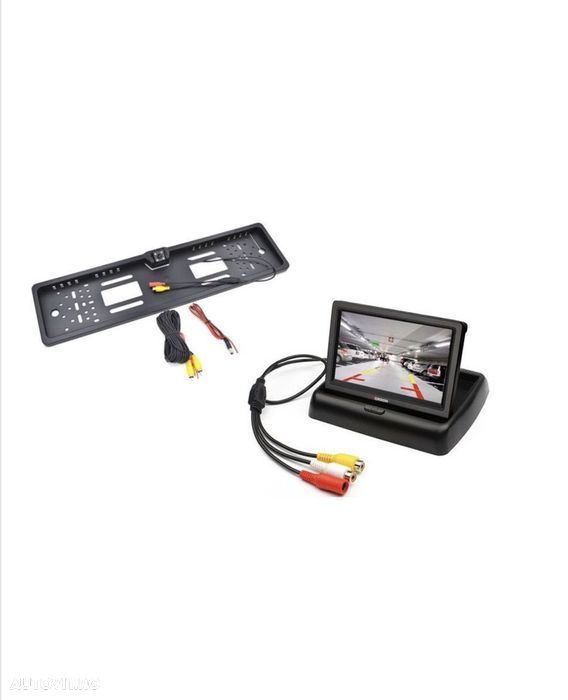 Pachet Suport numar inmatriculare cu camera video marsarier + Display - 1