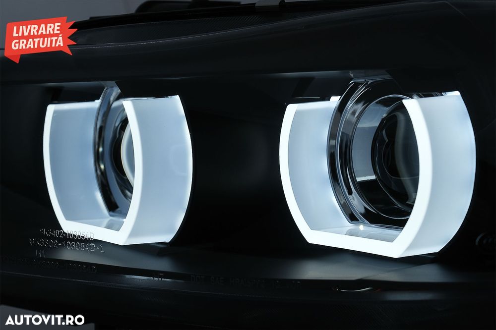 Faruri Xenon 3D Angel Eyes LED DRL BMW Seria 3 E90 E91 (2008-2011) Negru- livrare gratuita - 5