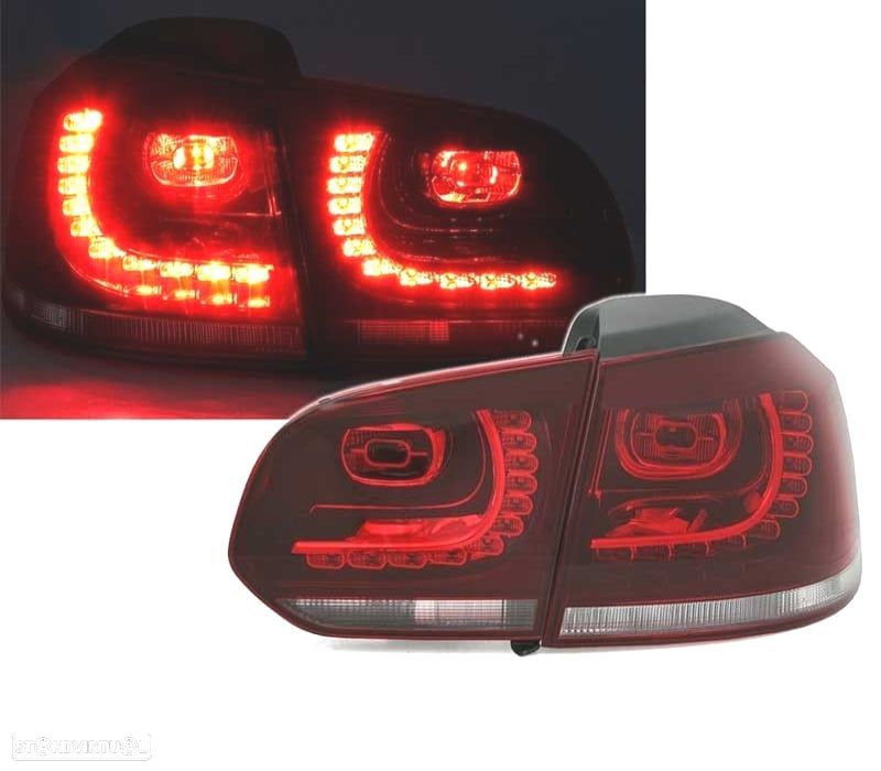 FAROLINS TRASEIROS LED VOLKSWAGEN VW GOLF 6 MK VI 08-12 VERMELHO BRANCO - 2