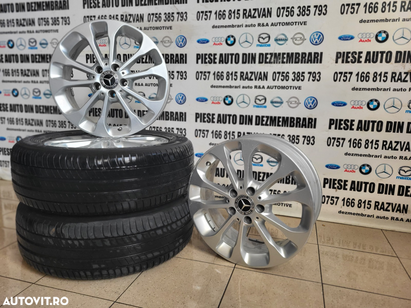 Set Jante Aluminiu R17 Mercedes C E Class A B Class Gla Cla Etc. 5x112 Cu Doua Anvelope Michelin Dot 2618 215/60R17 - 2