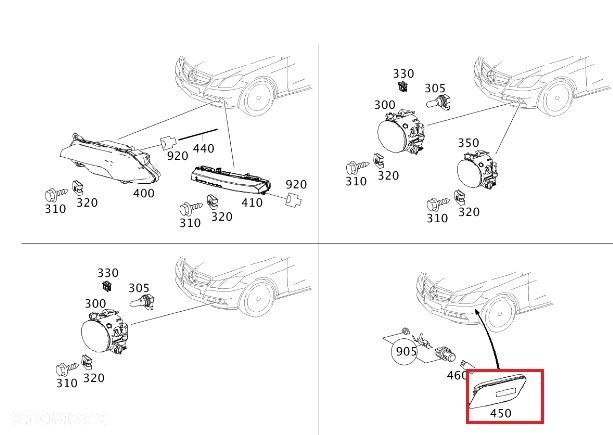 MERCEDES E-KLASA Coupe W207 Lampa boczna kierunkowskazu prawa OE - 2