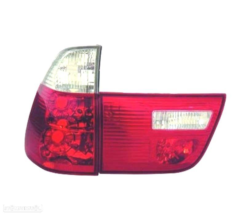 FAROLINS TRASEIROS BMW X5 99-06 VERMELHO BRANCO - 1