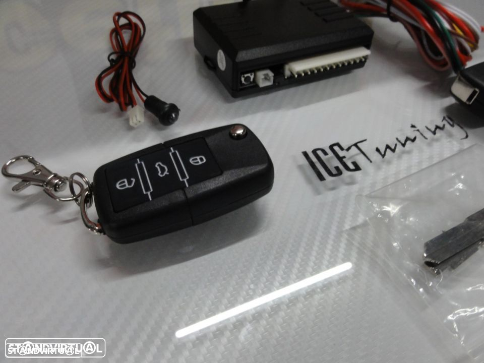 Kit fecho central universal + 2 comandos com chave retrátil tipo Audi / VW (compatível com fecho central original do veículo) - 9