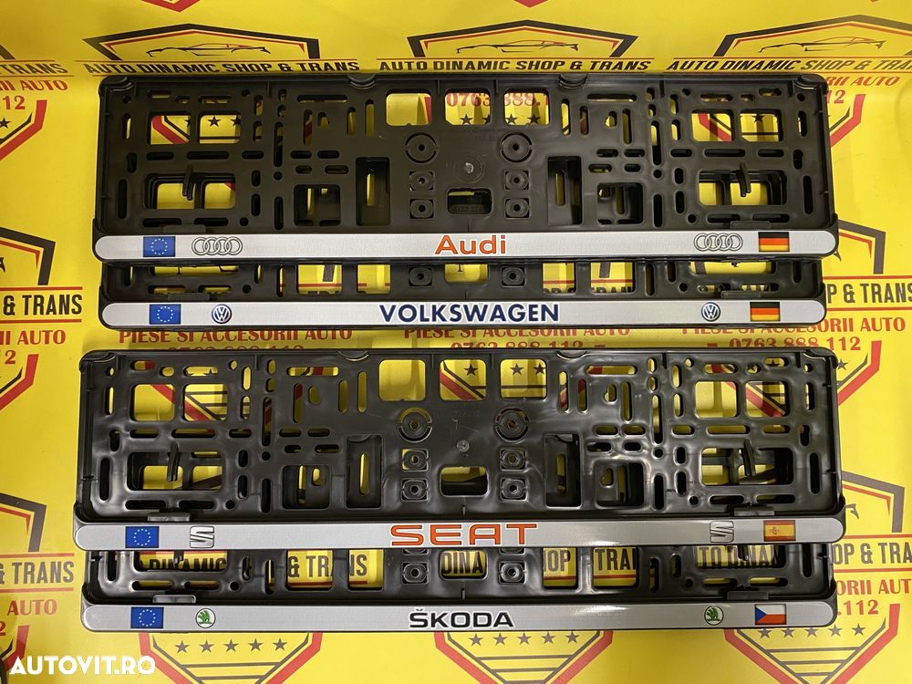 Set 2 suporti numar numere inmatriculare Audi Skoda Seat Vw Volkswagen - 1
