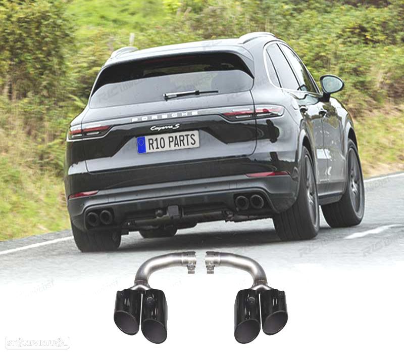 PONTEIRAS DE ESCAPE PORSCHE CAYENNE 17- LOOK S PRETO - 1