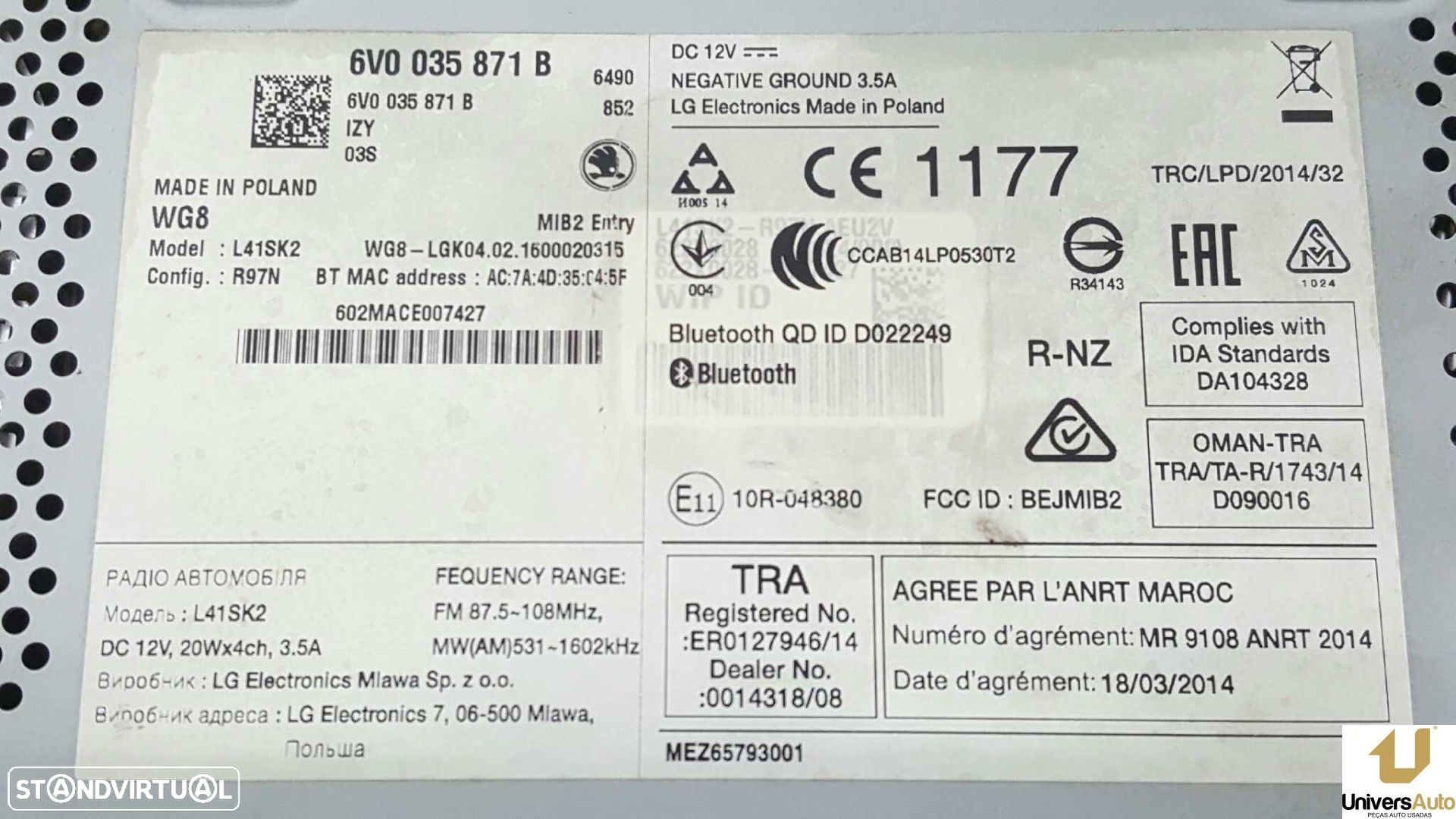SISTEMA AUDIO / RADIO CD SKODA FABIA AMBITION - 7