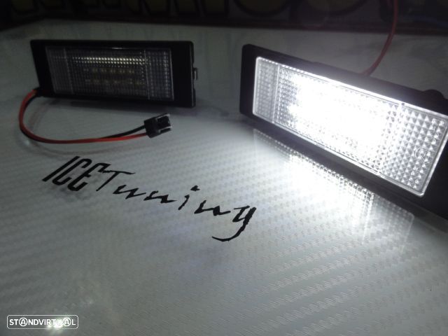 Suporte de lâmpada de matricula com led branco para BMW E81, E87, F20, E63, E64, F12, F13, F06, Z4 E85, E86, E89, K48 1600GT, K48 K,  Fiat Multipla, Marea, Marea, Gamma, Alfa romeo 147, 156, 159, GT, Brera, Spider, Mini R55, R55N, R60, R61. - 1