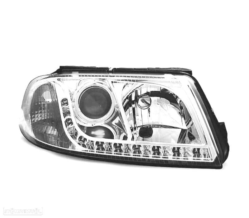 FARÓIS VOLKSWAGEN VW PASSAT 3BG 00-05 LUZ DIURNA FUNDO CROMADO - 2