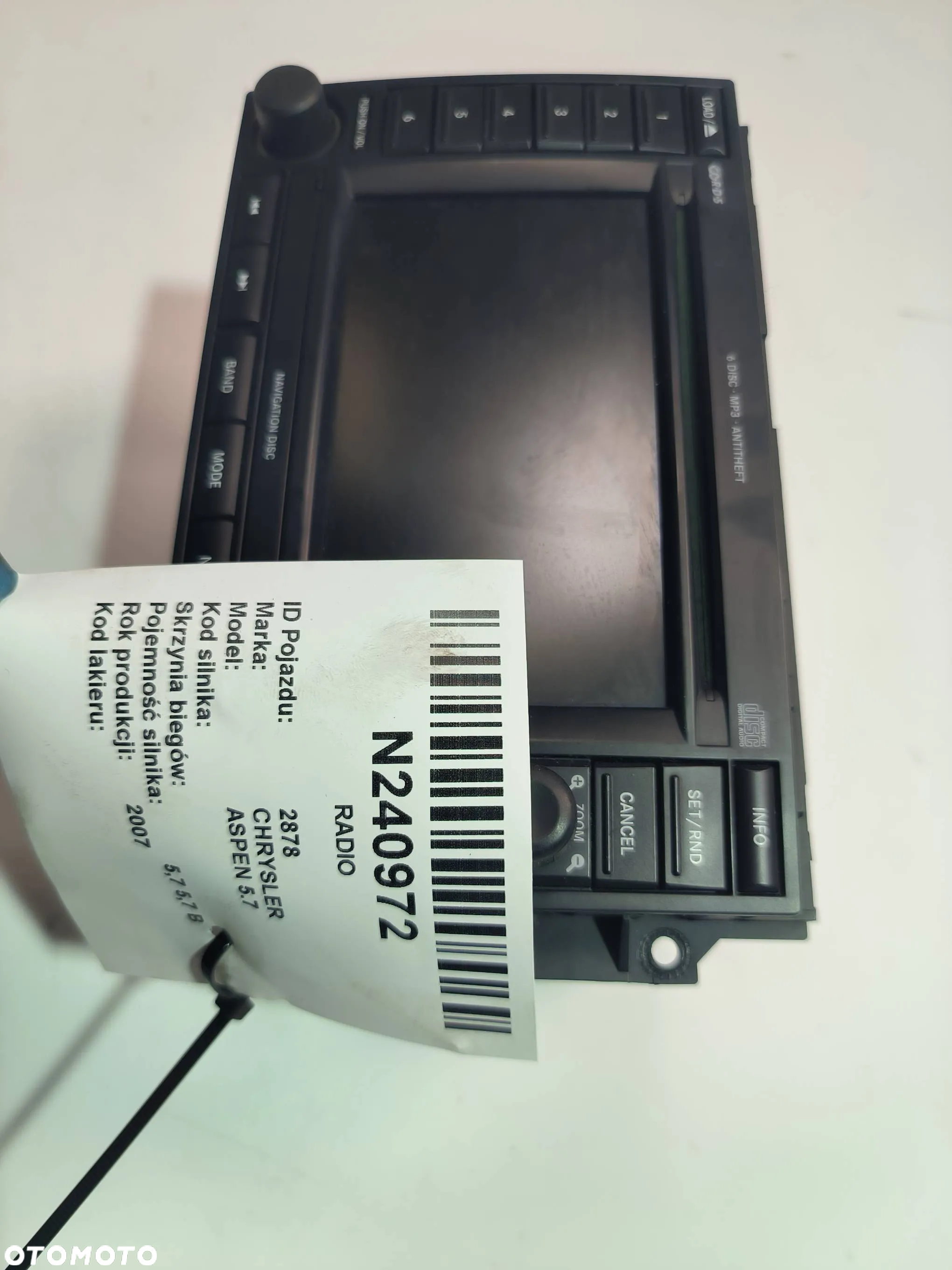 Panel / Radioodtwarzacz CD/DVD/GPS 56401B 05064191AE Chrysler, Aspen 2007 - 5