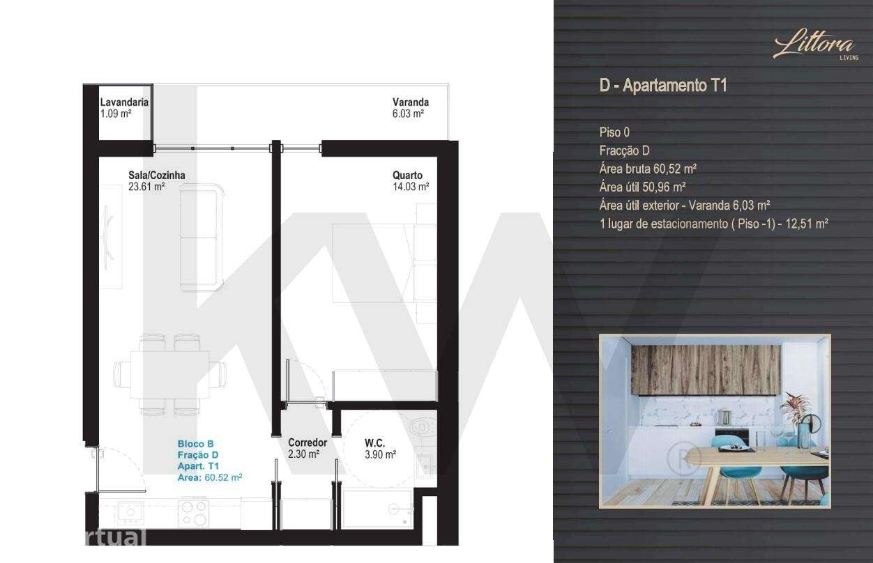 Apartamento T1 c/ varanda e garagem a 3 minutos do centro de Aveiro - Grande imagem: 2/2