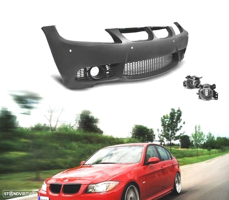 PÁRA-CHOQUES FRONTAL BMW E90 E91 05-08 LOOK M3 PDC + FARÓIS NEVOEIRO - 1