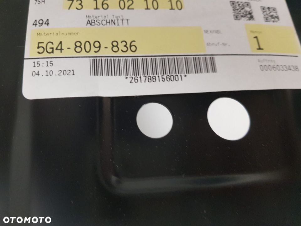 VW GOLF VII 7 SŁUPEK SZYBY DACHU DRZWI PRAWY NOWY 5G4809836 - 2