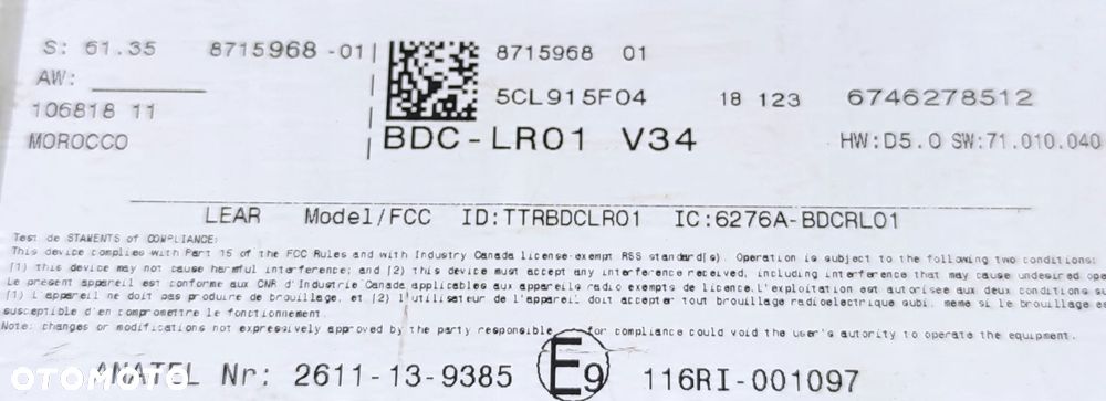 STEROWNIK MODUŁ BDC BMW X1 F48 X2 F39 8715968 - 10