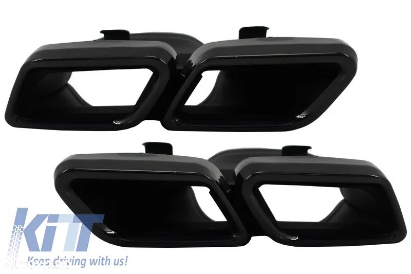 Difuzor Bara Spate cu Ornamente compatibil cu Mercedes C-Class W205 (2014-2020) C63 Design Negru - 3