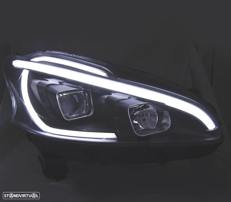 CONJUNTO DE FARÓIS PARA PEUGEOT 208 12-15 TUBE LIGHT PRETOS - 2