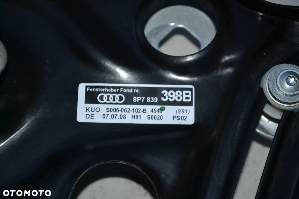 AUDI A3 8P CABRIO MECHANIZM PODNOŚNIK SZYB TYŁ TYLNY PRAWY KOMPLETNY 8P7839398B SILNICZEK 8P7959812A - 3