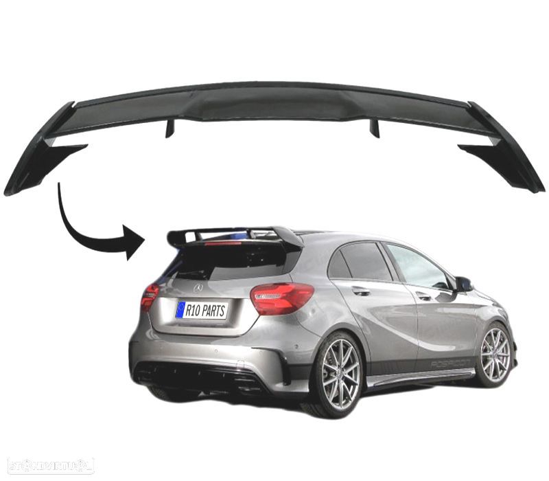 AILERÓN SPOILER MERCEDES CLASE A W176 LOOK AMG A45 PRETO BRILHANTE 12-18 - 2