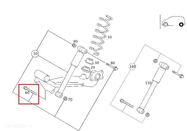 MERCEDES W168 Sruba amortyzatora tyl dolna - 4
