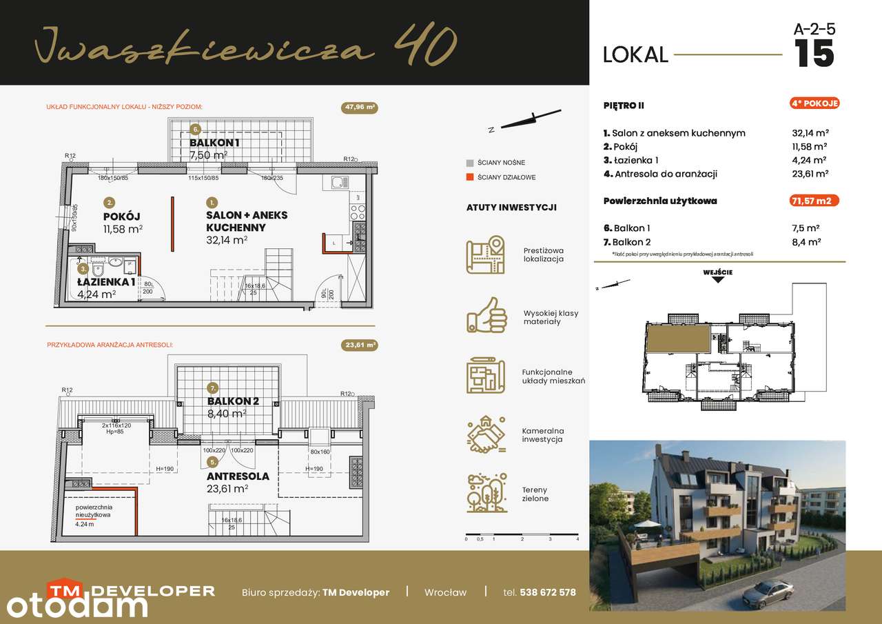 Mieszkanie z charakterem |71,57m2|klimatyzacja|2 balkony GOTOWE - Pełny obrazek: 2/19