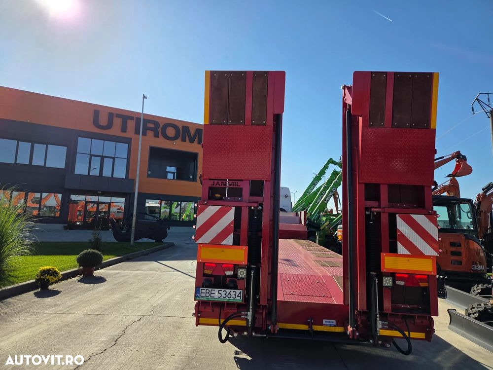 Janmil TRAILER 4 axe, rampe DUBLE, util 55t, axe SAF, Anv Goodyear, 2 roti rezerva, 2 axe viratoare, extensii lemn la 3m latime, obloane gat lebada, produs POLONIA, axa liftabila, garantie 1 an, leasing 5 ani cu rata lunara 6500 lei, PROMOTIE 67900 EUR+Tva - 6