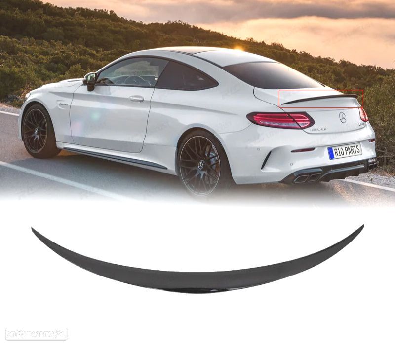 LIP SPOILER TRASEIRO MERCEDES CLASE C COUPE C205 14-17 LOOK AMG PRETO BRILHANTE - 1