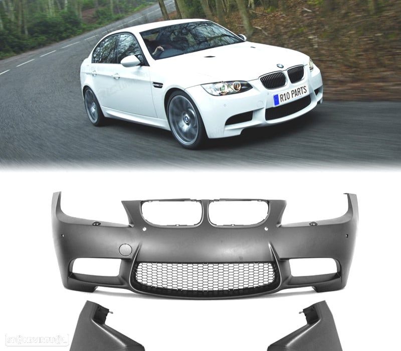 PÁRA-CHOQUES FRONTAL BMW E90 E91 LOOK EVO3 COM PDC E LAVA FAROIS - 1
