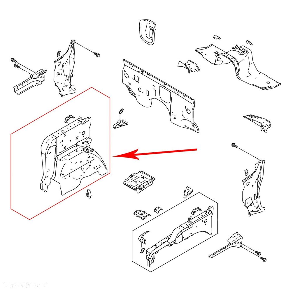 Poszycie Suzuki Jimny 4 IV 18r.- NOWY prawy przedni fartuch nadkola ćwiartka mocowanie akumulatora w - 1