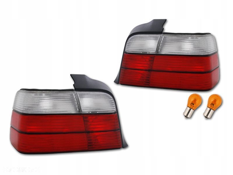 Lampy tylne kpl Tuning Red White Biało Czerwone Bmw 3 e36 Sedan Limuzyna - 1