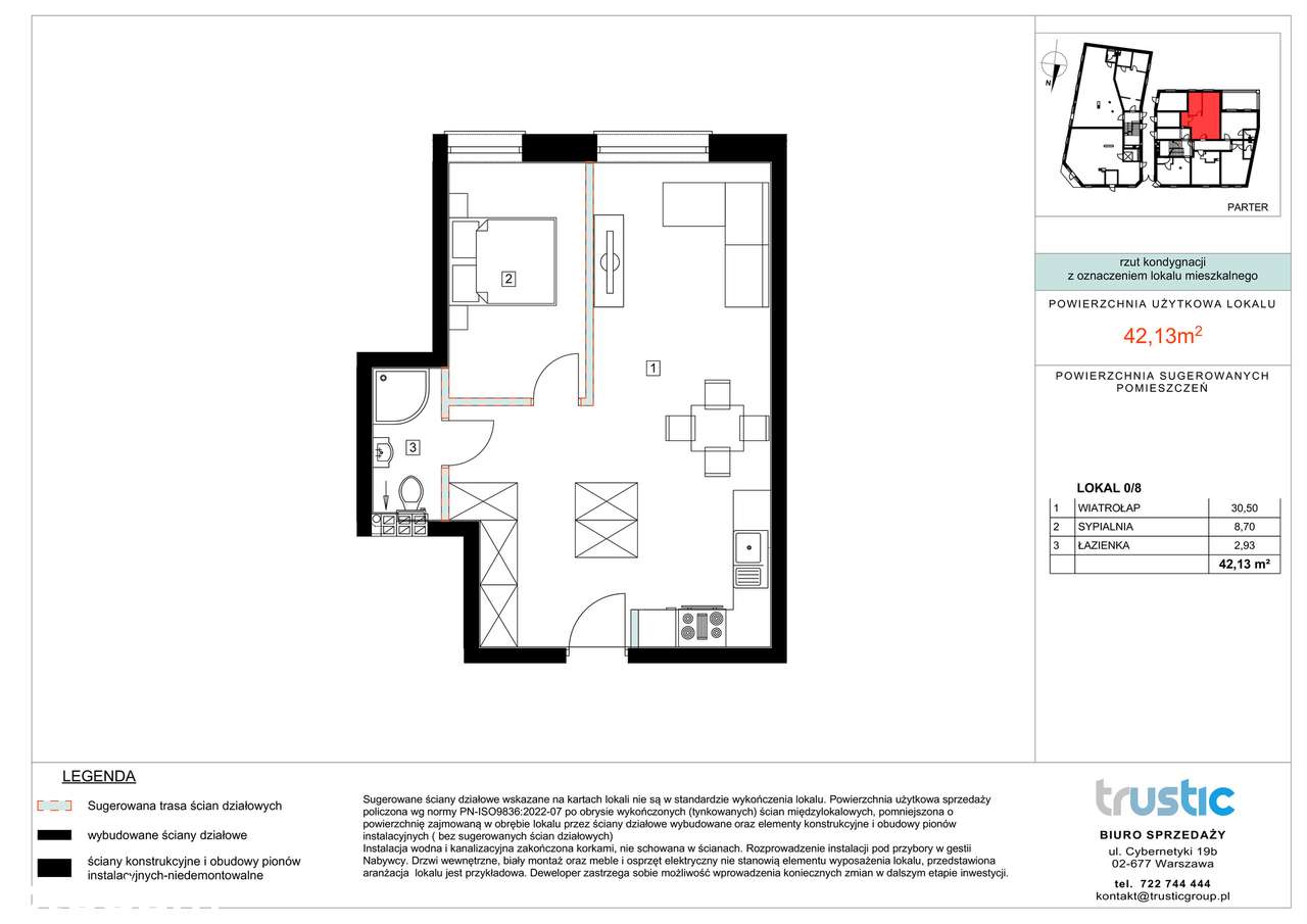 2-pokojowe mieszkanie 42,13 m² w centrum Grodziska Mazowieckiego