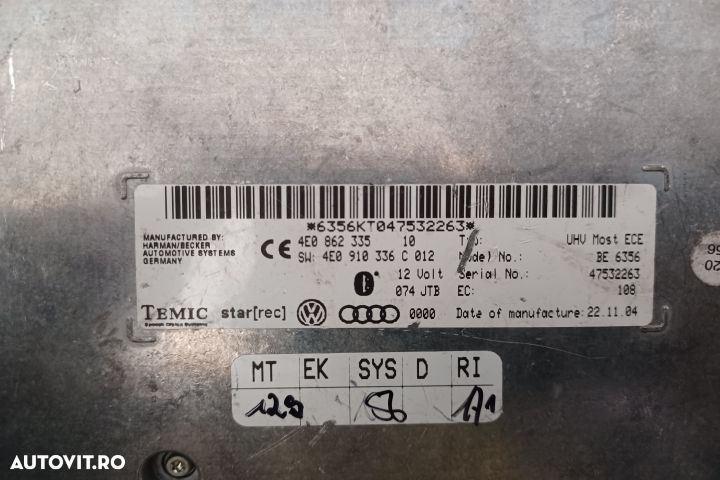 Modul Bluetooth 4E0862335 4E0910336C 4E0862335 4E0910336C Audi A6 4F/ - 5